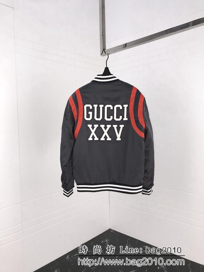 GUCCI古馳 18秋冬最新款 字母logo刺繡 LA飛行員絲綢加棉夾克外套 男女同款 ydi1741